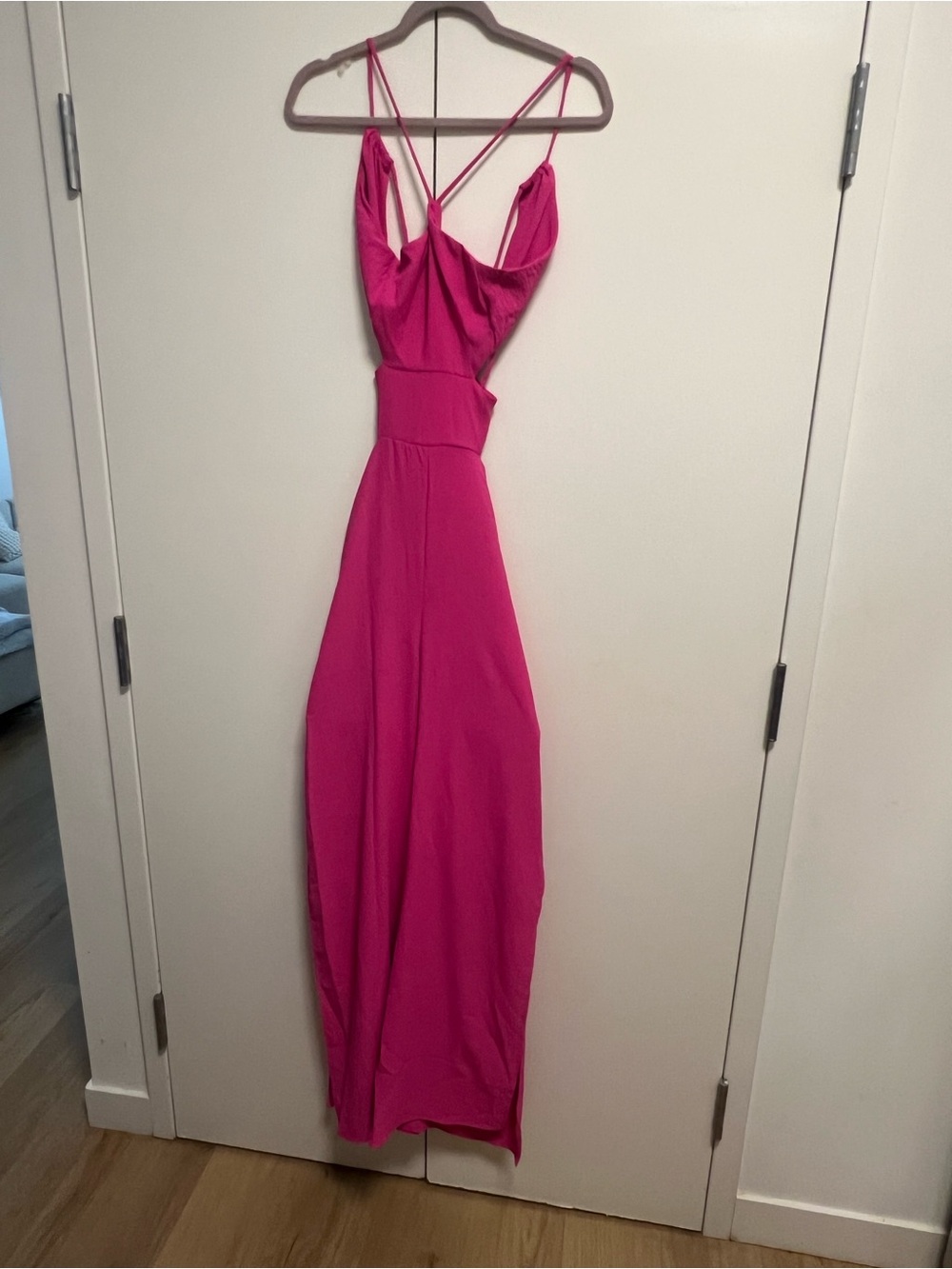 Fashion Nova Fuchsia Strappy Maxi Jumpsuit